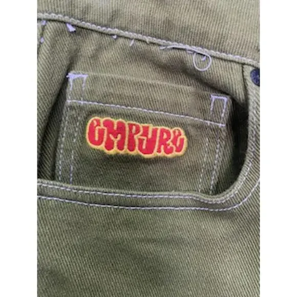 Campuru Olive Green Cargo Pants with Patch Detail - Picture 3 of 9